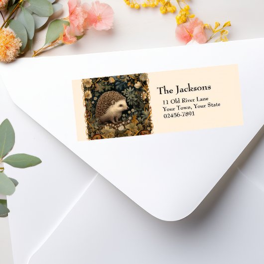 Étiquette Joli Hérisson dans le jardin de style William Morr