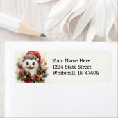 Étiquette Joli Hérisson de Noël Facile à lire Adresse de ret (En situation)