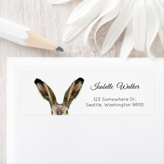 Étiquette Joli lapin d'aquarelle lapin (En situation)