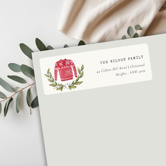 Étiquette Joli Leafy hiver Doux moche Adresse de Noël