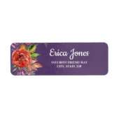 Étiquette Joli Métal Violet Violet Rouge Fleur Blanc Texte (Devant)