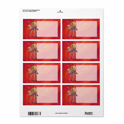 Étiquette Joli Noël Camel En Rouge (Feuille entière)