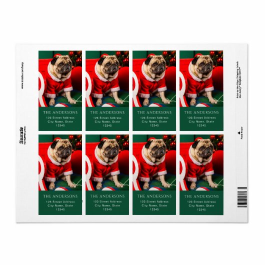 Étiquette Joli Noël Chien Peppy Animaux de compagnie Photo L (Feuille entière)