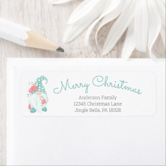 Étiquette Joli Noël Pastel Joyeux Gnome Adresse de Retour L