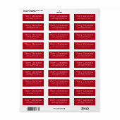 Étiquette Joli Noël rouge adresse de retour (Feuille entière)