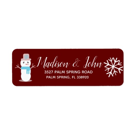Étiquette Joli Noël Snowman Snowflake Adresse (Devant)