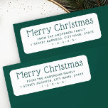 Étiquette Joli Noël vert blanc vert fin adresse de retour<br><div class="desc">Étiquettes d'adresse de retour en blanc ou en couleur avec le texte vert pin "Joyeux Noël" dans une police d'affichage mignonne et votre adresse de retour ci-dessous. Vous pouvez modifier les couleurs de l'arrière - plan et de la police en couleurs personnalisées à l'aide de l'outil de conception.</div>