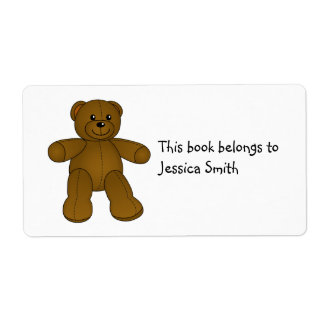 Étiquette Joli ours brun en peluche