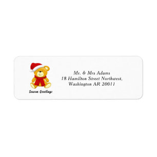 Étiquette Joli ours en peluche Joyeux Noël Adresse de retour