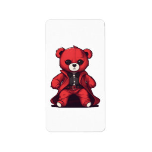Étiquette Joli ours en peluche rouge garçon