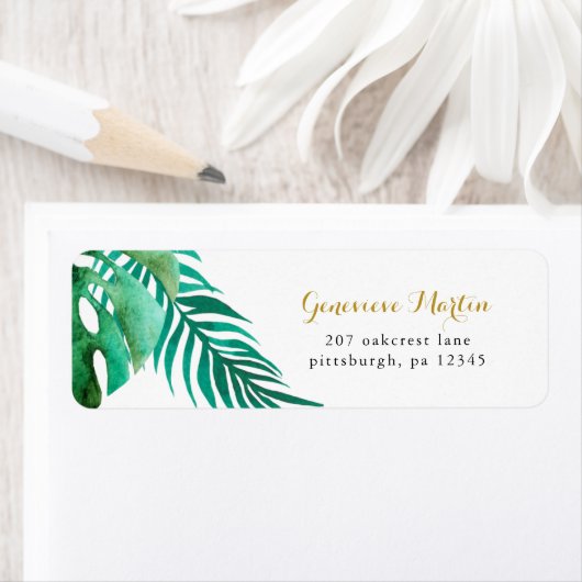 Étiquette Joli Palm Feuille Mariage (En situation)