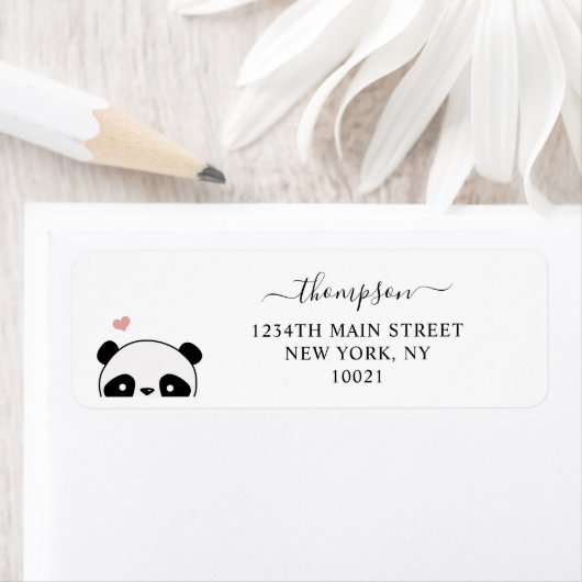 Étiquette Joli Panda Blush Pink Monogramme Script (En situation)