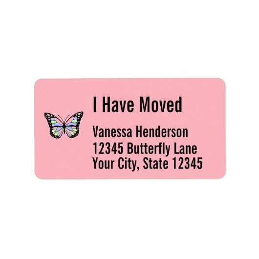 Étiquette Joli papillon sur Faire-part rose (Devant)