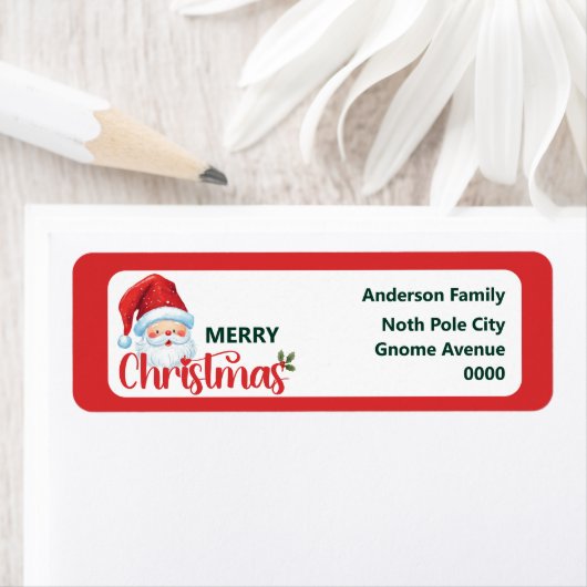 Étiquette Joli Père Noël Joyeux Noël Adresse de retour (En situation)
