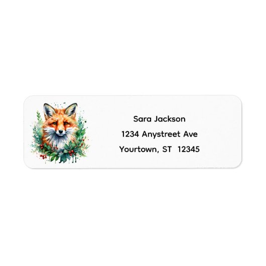 Étiquette Joli Petit Renard à Noël (Devant)