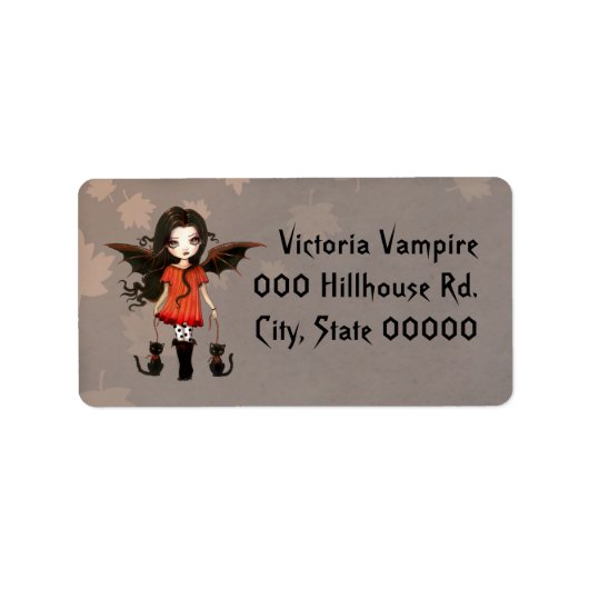 Étiquette Joli Petit Vampire et Chats Halloween (Devant)