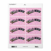 Étiquette Joli Rainbow Hello World (Feuille entière)
