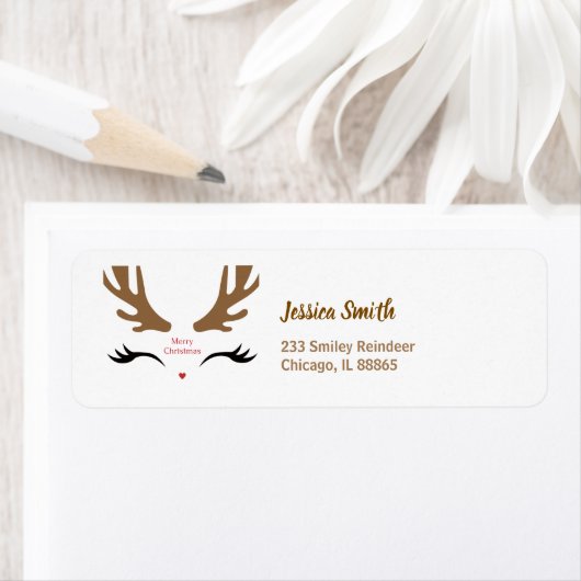 Étiquette Joli Renard Face Moderne Joyeux Noël (En situation)