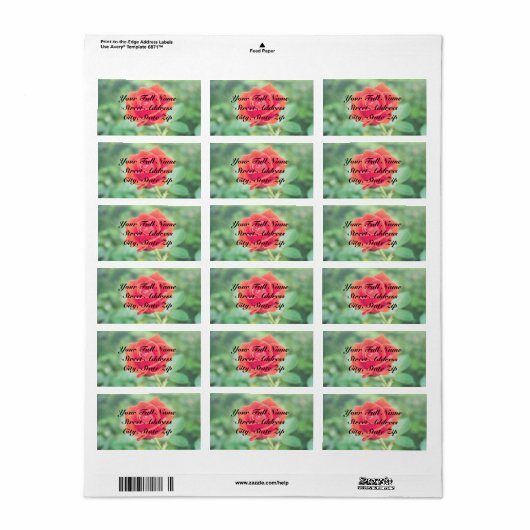 Étiquette Joli Rose (Feuille entière)