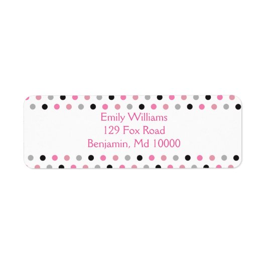 Étiquette Joli rose gris et noir pois (Devant)