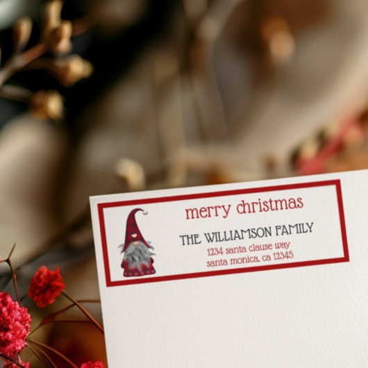 Étiquette Joli Rustique Joyeux Noël Gnome Adresse de retour