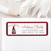 Étiquette Joli Rustique Joyeux Noël Gnome Retour Adresse L (En situation)