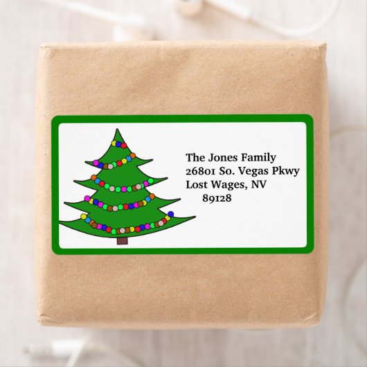 Étiquette Joli sapin de Noël (En situation)