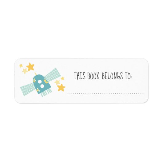 Étiquette Joli Satellite & Étoiles Ce Livre Appartient À (Devant)