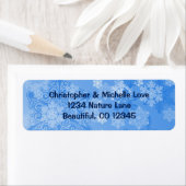 Étiquette Joli Snowflakes bleu et blanc Adresse hivernale (En situation)