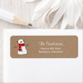 Étiquette Joli Snowman Red Scarf Kraft Vacances en papier (En situation)