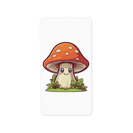 Étiquette Joli style kawaii, Cueillette de champignons (Devant)