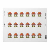 Étiquette Joli style kawaii, Cueillette de champignons (Feuille entière)