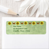 Étiquette Joli tournesol et papillon (En situation)