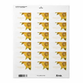 Étiquette Joli tournesol jaune Élégant Mariage floral (Feuille entière)