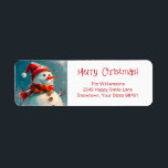 Étiquette Joli Vintage Snowman Christmas Adresse de retour<br><div class="desc">Notre fantaisiste rétro est si mignon et saisonnier sur ces étiquettes d'adresse de retour de Noël. Il a un chapeau de Père Noël, une belle écharpe rétro, et bien sûr un nez de carotte, avec ses boutons et ses bâtons pour les bras. C'est une aquarelle vintage. Nous avons placé le...</div>