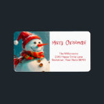 Étiquette Joli Vintage Snowman Christmas Adresse de retour<br><div class="desc">Une étiquette vintage d'adresse de retour de Noël aquarelle est si mignonne et saisonnière lorsqu'elle présente notre lunette de neige rétro lunatique. Il a un chapeau de Père Noël, une belle écharpe rétro, et bien sûr un nez de carotte. Heureux, avec ses boutons et ses bâtons pour les bras. Nous...</div>
