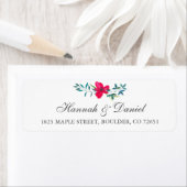 Étiquette Jolie adresse de retour de fleurs (En situation)