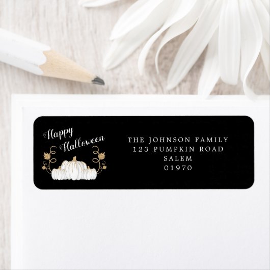 Étiquette Jolie adresse Halloween du Citrouille noir (En situation)