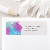 Étiquette Jolie aquarelle bleu pourpre Adresse de retour (En situation)