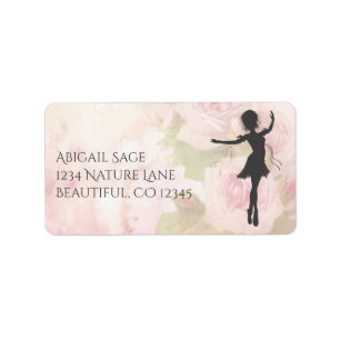 Étiquette Jolie Ballerina sur rose Roses Adresse Ballet