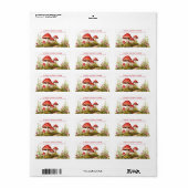 Étiquette Jolie Champignons rouges Retourner l'adresse Étiqu (Feuille entière)