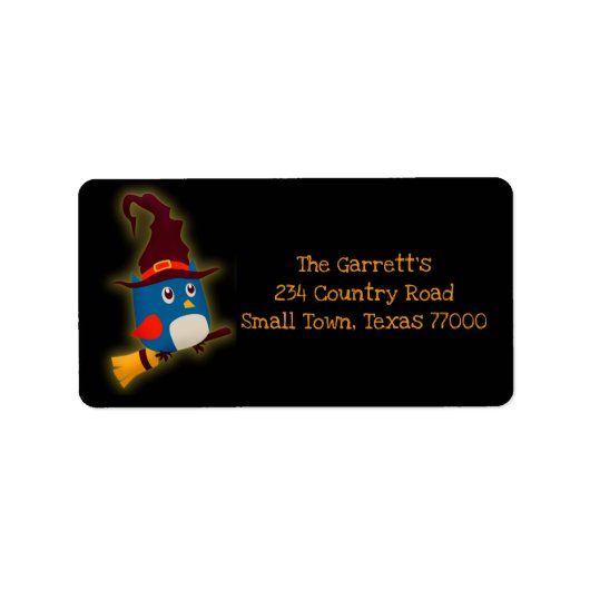 Étiquette Jolie Chouette de sorcière Halloween Adresse perso (Devant)