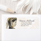 Étiquette Jolie dame victorienne en profil Damask Retour (En situation)