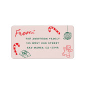 Étiquette Jolie Doodles de Noël Holiday Adresse de retour (Devant)