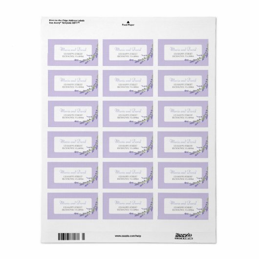 Étiquette Jolie en pourpre | Adresse RSVP (Feuille entière)