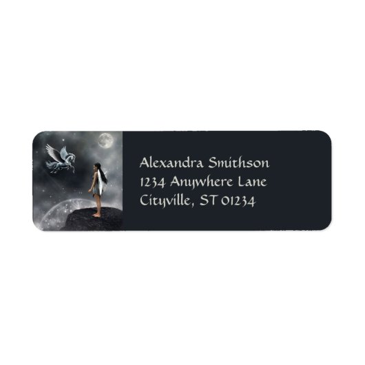 Étiquette Jolie fée ailée et cheval volant (Devant)