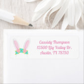 Étiquette Jolie fête de Pâques Bunny Ears rose Adresse de re (En situation)