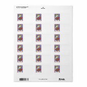 Étiquette Jolie fille de Noël Snowman avec Poinsettia (Feuille entière)