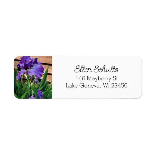 Étiquette Jolie Fleurs Iris Violettes (Devant)