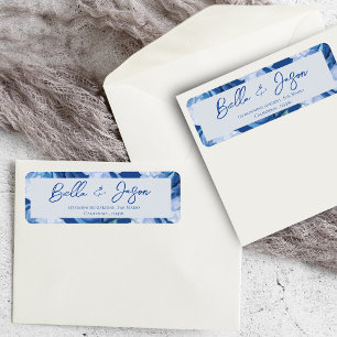 Étiquette Jolie Floral Blue Flowers Mariage Adresse de retou